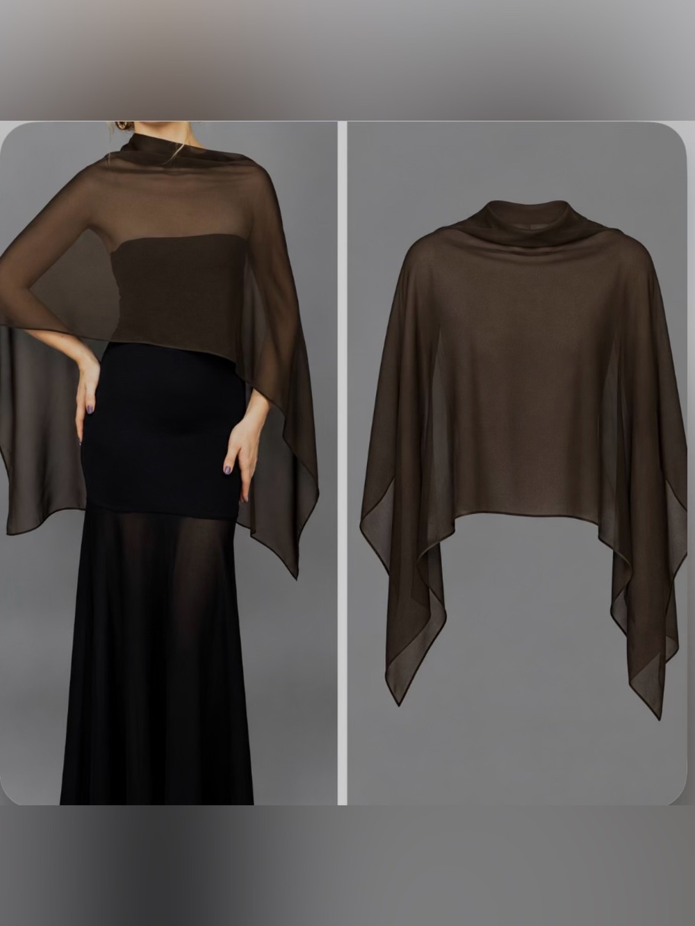 Women's Brown Sheer Overlay cape